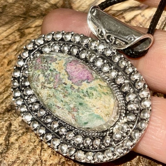 Ruby Fuschite Pendant 1 7/8”x 2” - Picture 6 of 12